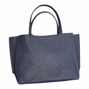 Ampersand As Apostrophe Medium Navy Python-Embossed Leather Tote BNWT